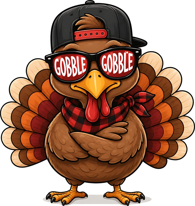 Cool Turkey with Sunglasses DTF Transfer