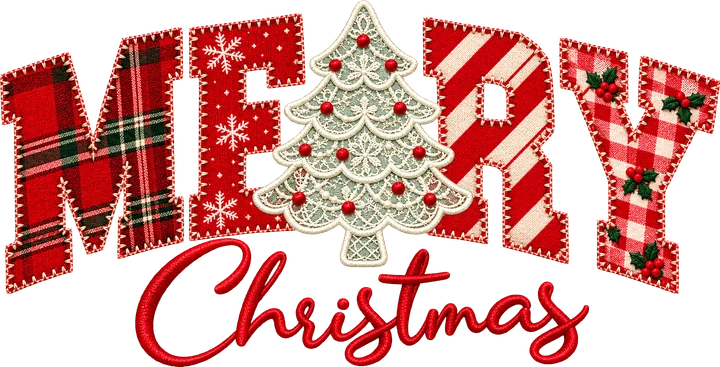 Merry Christmas embroidery-style DTF Transfer