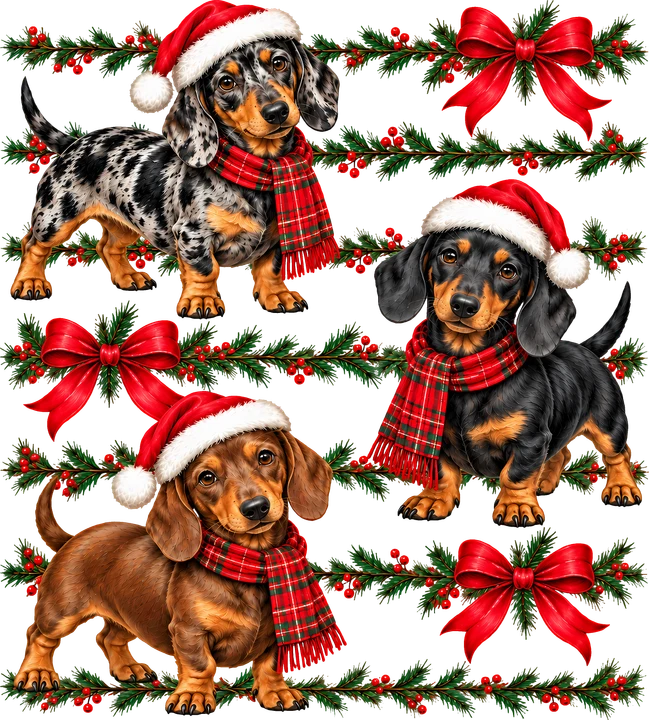 Dachshund Christmas Trio DTF Transfer