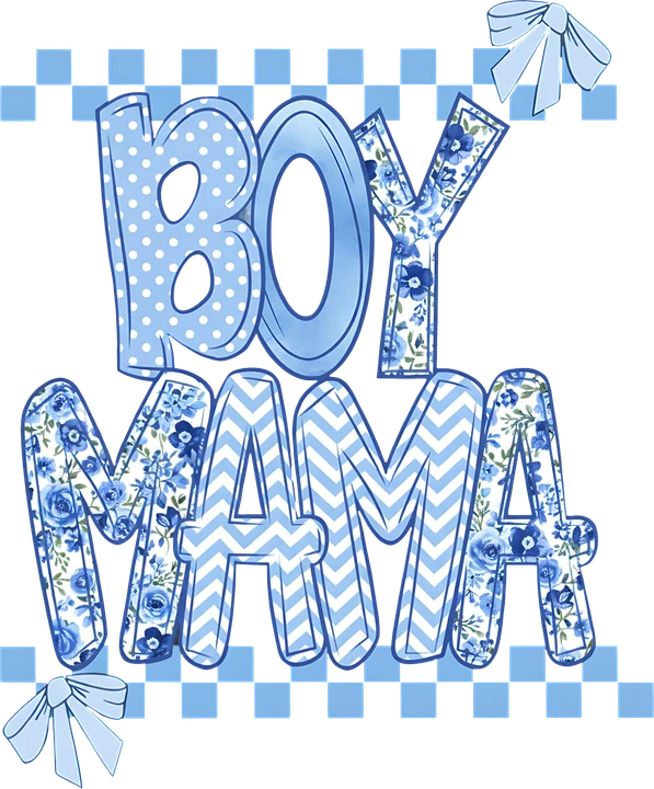 Boy Mama Blue Floral DTF Transfer