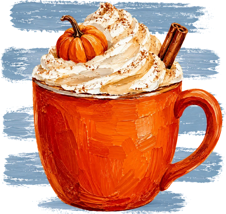 Pumpkin Spice Latte in Brushstroke Mug DTF Transfer