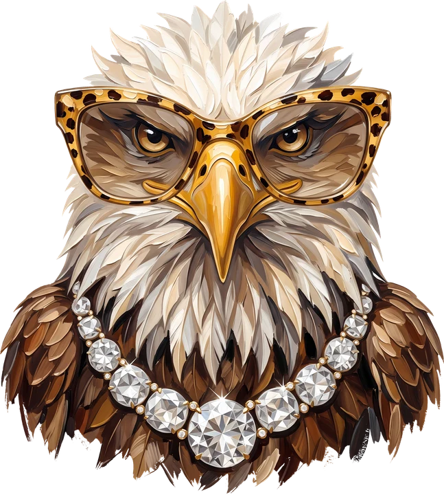 Eagle with Leopard Glasses DTF Transfer