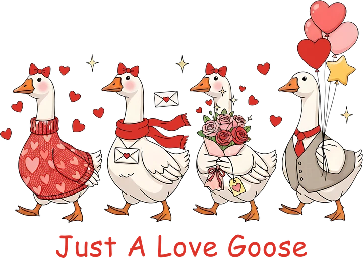 "Love Gooses" - Một sản phẩm dành cho ngày Valentine — Hình in chuyển nhiệt DTF
