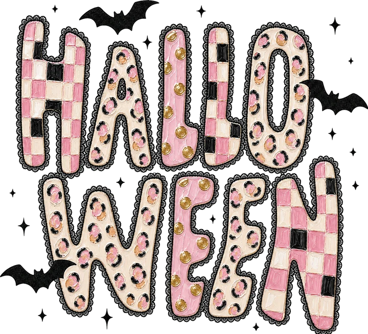 Halloween con cuadros rosas — Transfer DTF