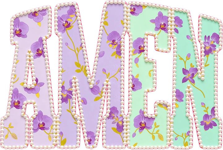 Amen Floral Pearl DTF Transfer