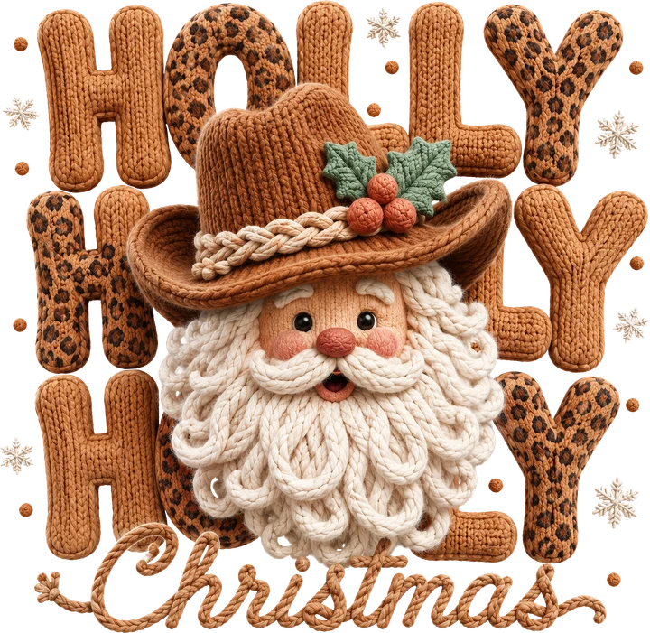 Muñeco de Santa Claus tejido en color marrón, con un aspecto alegre y festivo — Transfer DTF