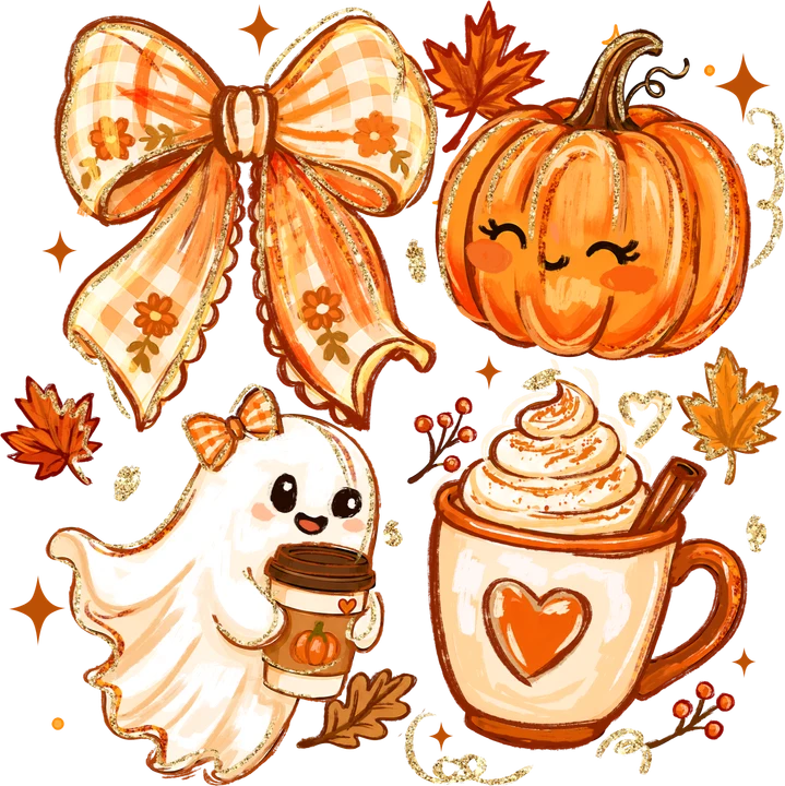 Cute Halloween Pumpkin Ghost DTF Transfer
