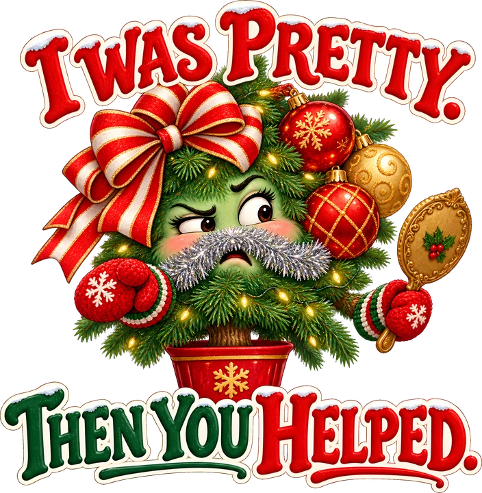 Christmas Tree with Mustache DTF Transfer