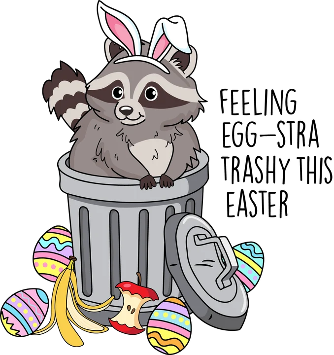 Raccoon in Trash Can DTF Transfer