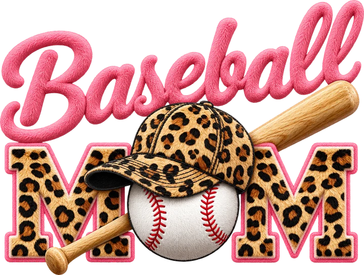Baseball Mom with Leopard DTF Transfer