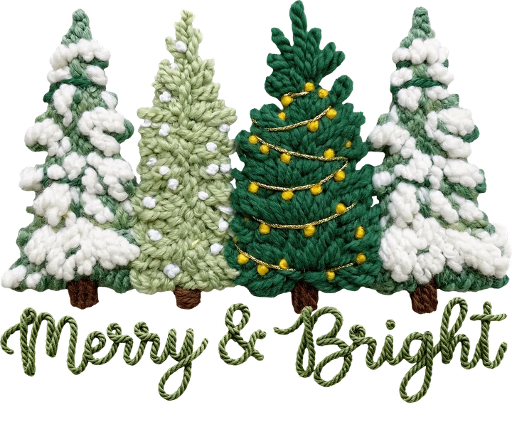 Árboles de Navidad de estilo crochet — Transfer DTF