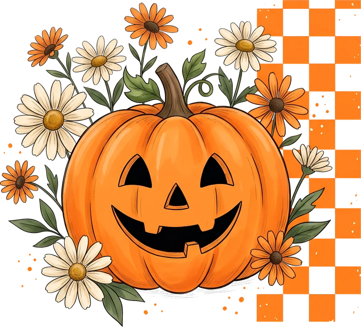 Calabaza con flores — Transfer DTF