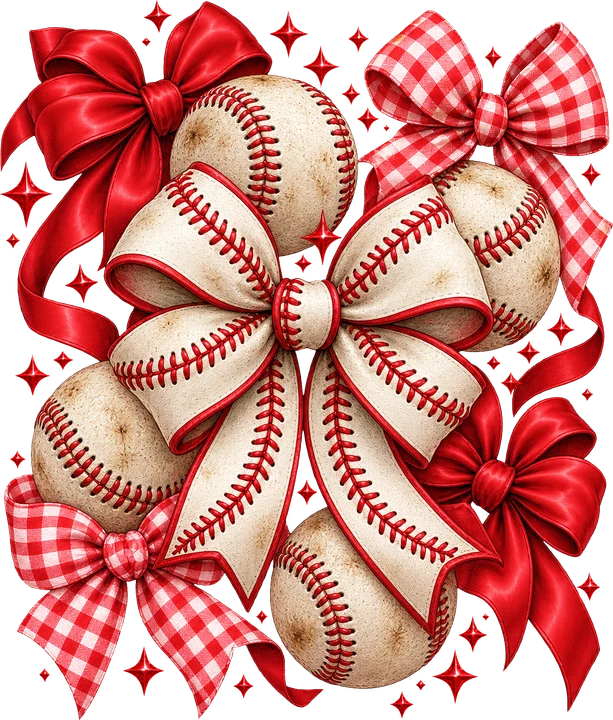 Baseball Bow Design DTF Transfer