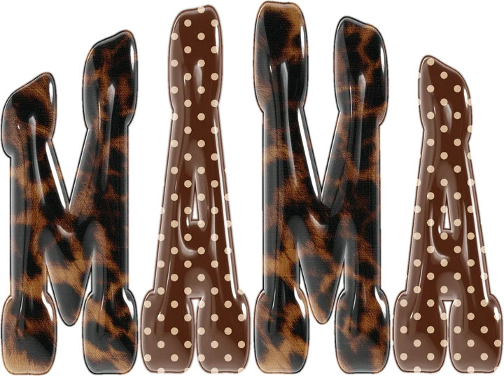 "MAMA" sa kulay tortoise shell at polka dot — DTF Transfer