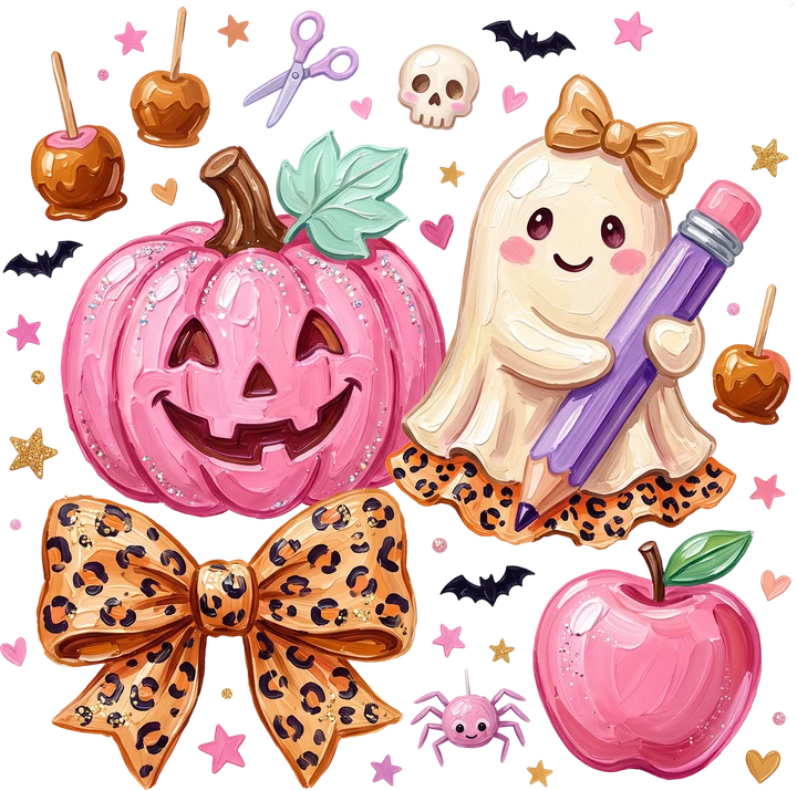 Cute Halloween Ghost and Pumpkin DTF Transfer
