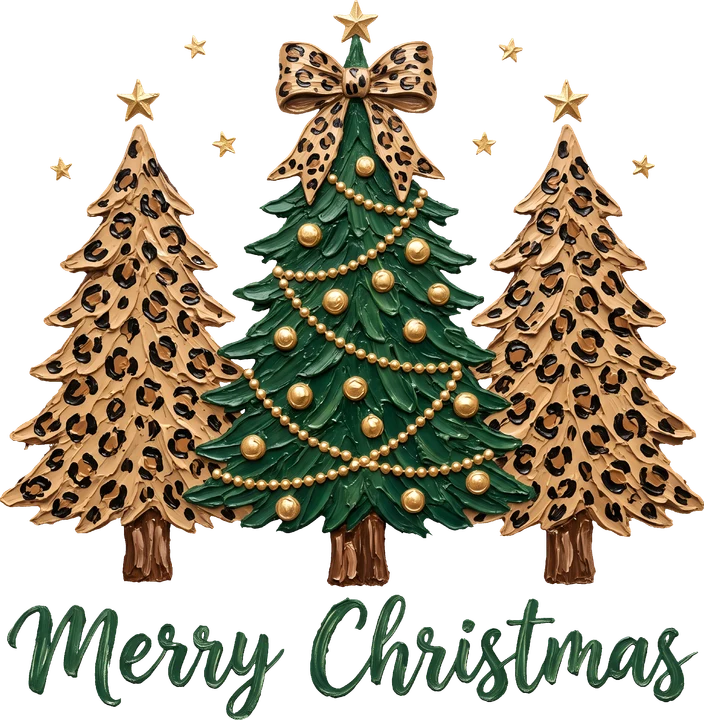 Leopard Print Christmas Trees DTF Transfer